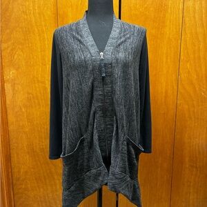 LOGO by Lori Goldstein Charcoal and Black Cardigan